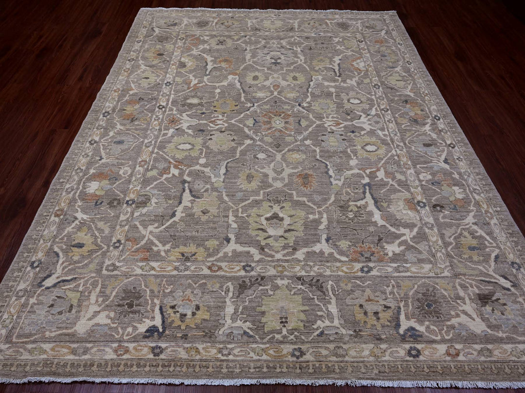 7'10" x 9'8" New Hand Knotted Brown Wool Rectangle Oriental Rug - MOA10220088