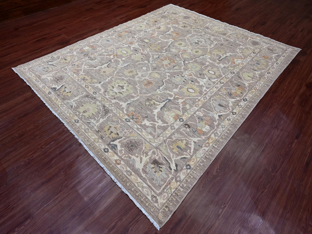 7'10" x 9'8" New Hand Knotted Brown Wool Rectangle Oriental Rug - MOA10220088