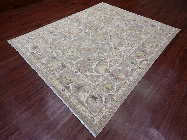 7'10" x 9'8" New Hand Knotted Brown Wool Rectangle Oriental Rug - MOA10220088