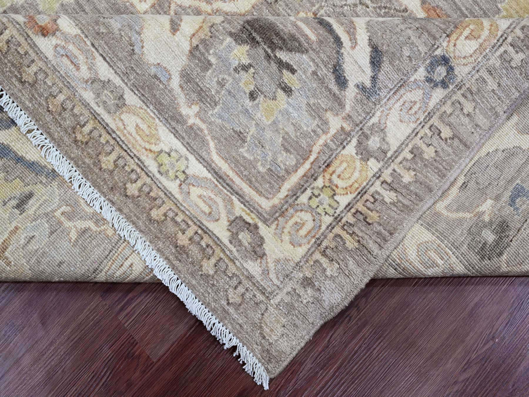 7'10" x 9'8" New Hand Knotted Brown Wool Rectangle Oriental Rug - MOA10220088