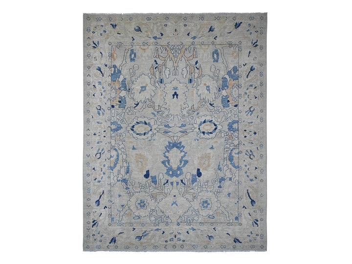 9'0" x 11'7" New Hand Knotted Grey Wool Rectangle Oriental Rug - MOA10220089