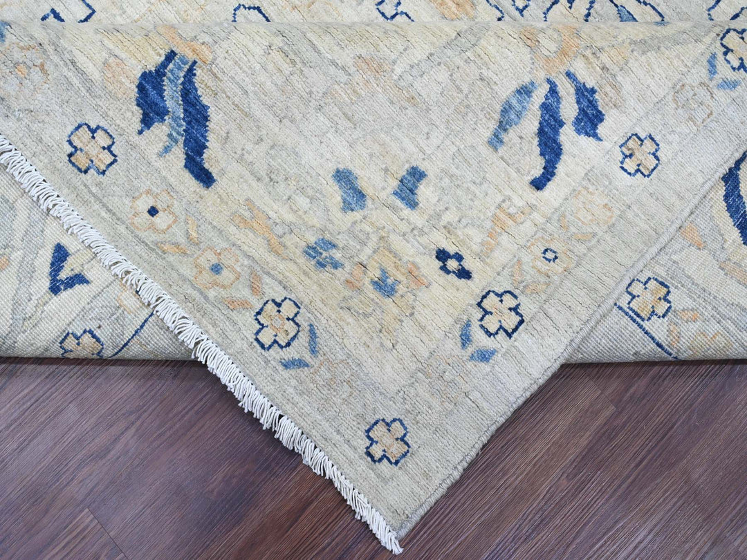 9'0" x 11'7" New Hand Knotted Grey Wool Rectangle Oriental Rug - MOA10220089