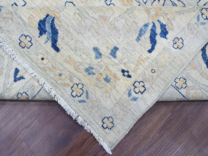 9'0" x 11'7" New Hand Knotted Grey Wool Rectangle Oriental Rug - MOA10220089