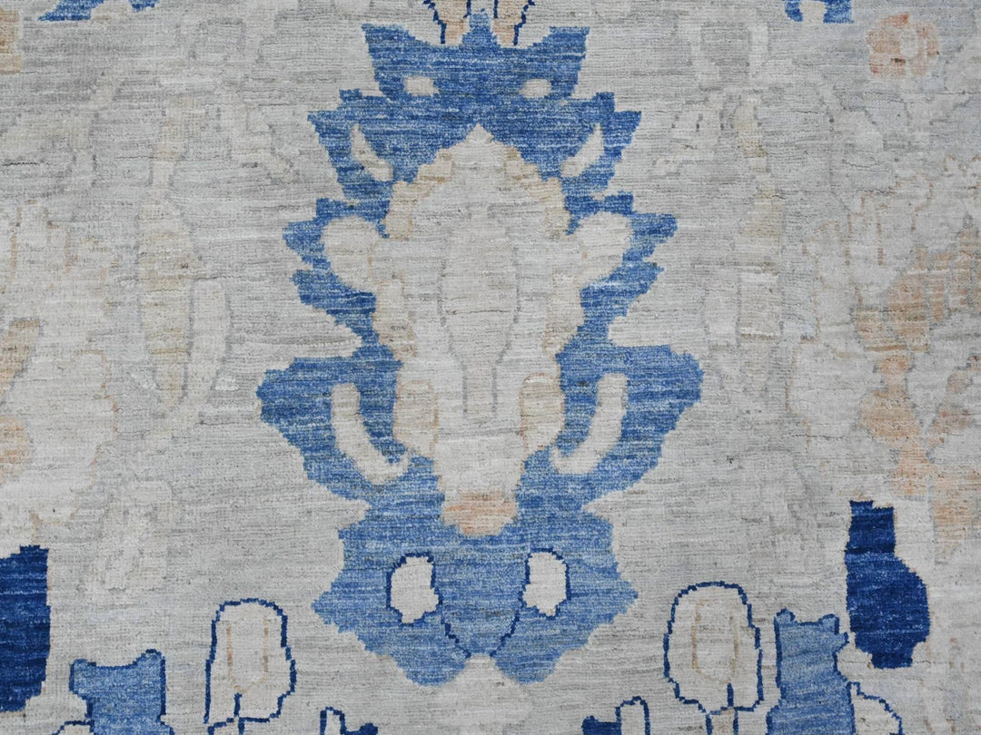 9'0" x 11'7" New Hand Knotted Grey Wool Rectangle Oriental Rug - MOA10220089