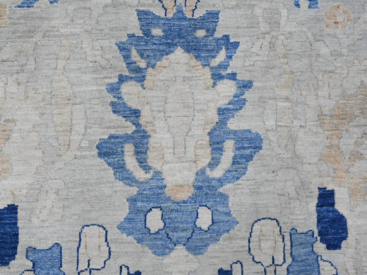9'0" x 11'7" New Hand Knotted Grey Wool Rectangle Oriental Rug - MOA10220089