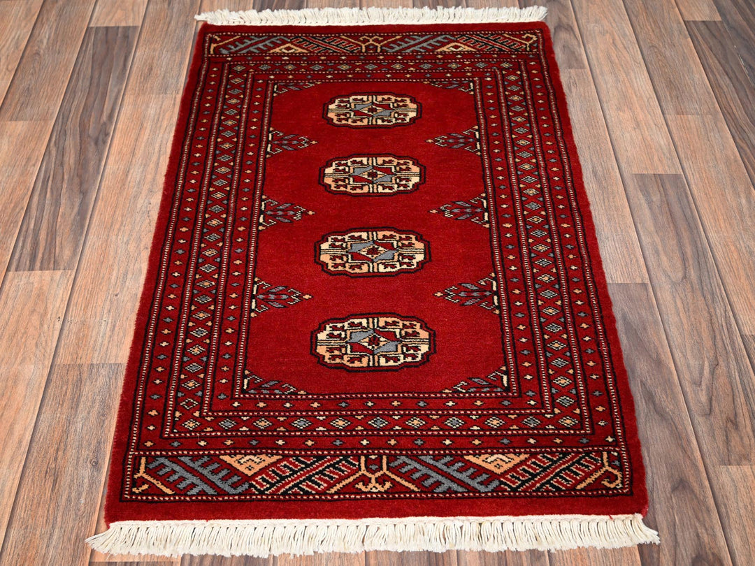 2'0" x 3'1" New Hand Knotted Red Wool Rectangle Oriental Rug - MOA1022008
