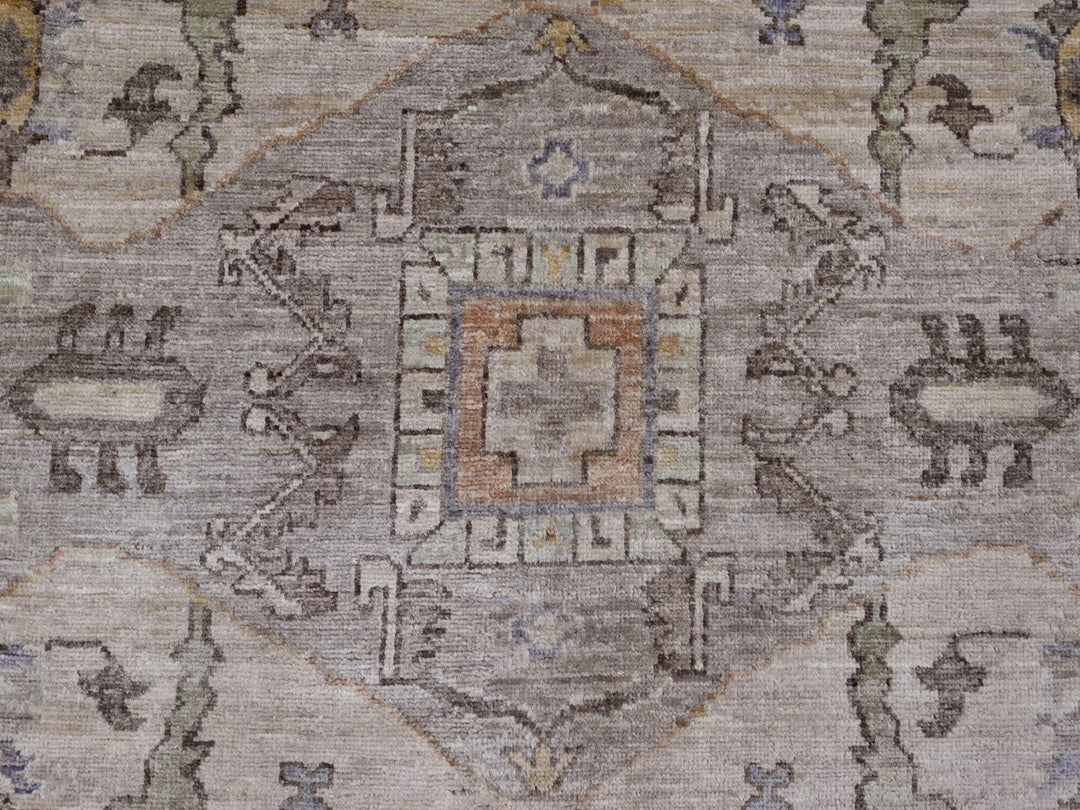 8'1" x 9'9" New Hand Knotted Grey Wool Rectangle Oriental Rug - MOA10220091