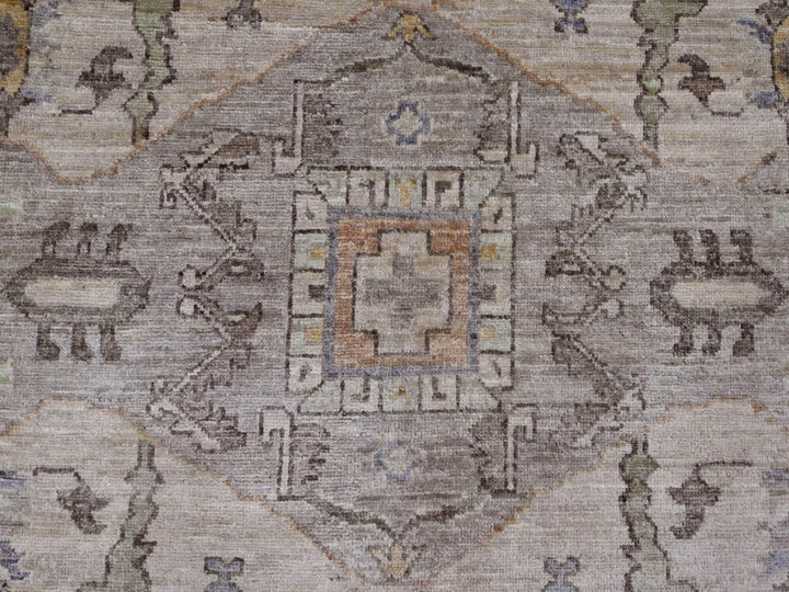 8'1" x 9'9" New Hand Knotted Grey Wool Rectangle Oriental Rug - MOA10220091
