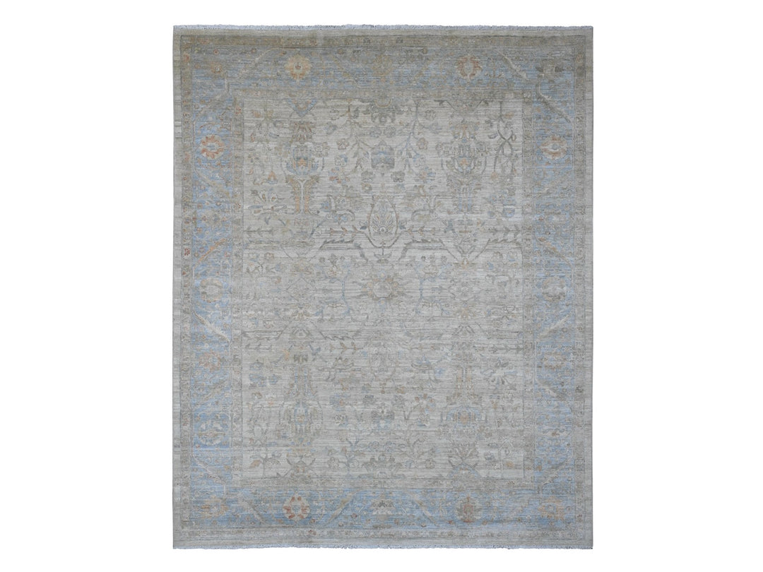 8'2" x 9'11" New Hand Knotted Ivory Wool Rectangle Oriental Rug - MOA10220101