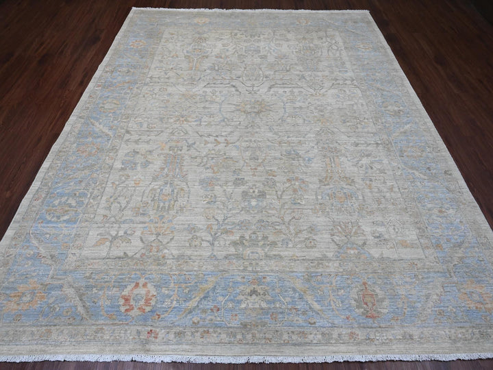 8'2" x 9'11" New Hand Knotted Ivory Wool Rectangle Oriental Rug - MOA10220101