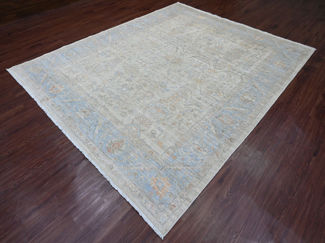 8'2" x 9'11" New Hand Knotted Ivory Wool Rectangle Oriental Rug - MOA10220101