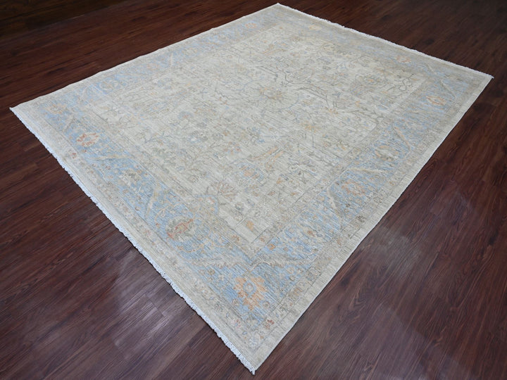 8'2" x 9'11" New Hand Knotted Ivory Wool Rectangle Oriental Rug - MOA10220101