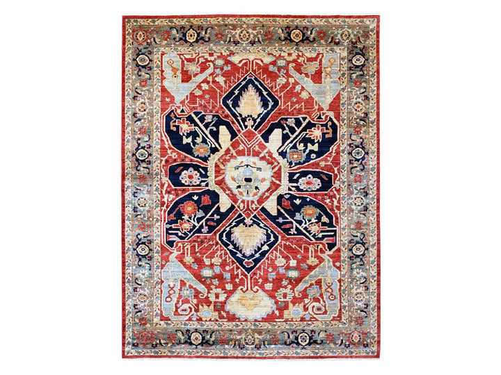 8'11" x 12'0" New Hand Knotted Red Wool Rectangle Oriental Rug - MOA10220104