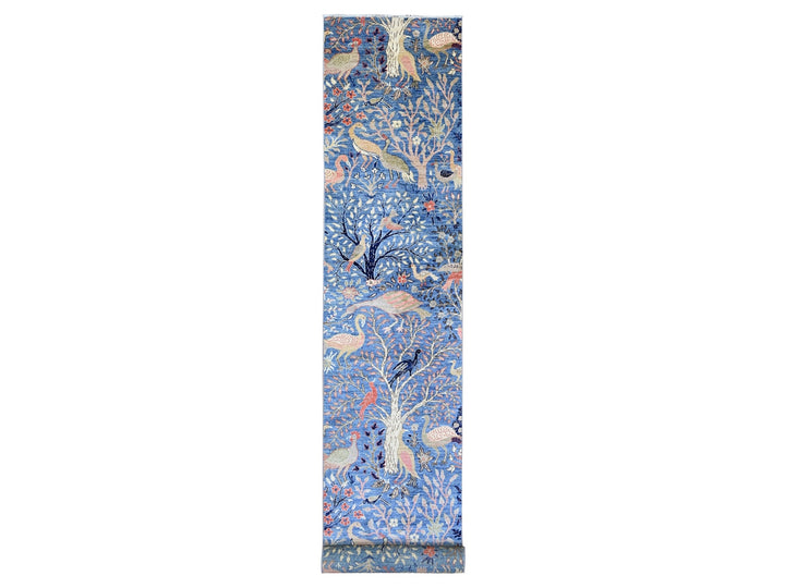 3'0" x 21'3" New Hand Knotted Blue Wool Runner Oriental Rug - MOA10220107