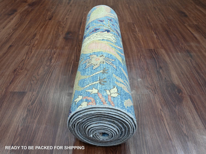 3'0" x 21'3" New Hand Knotted Blue Wool Runner Oriental Rug - MOA10220107