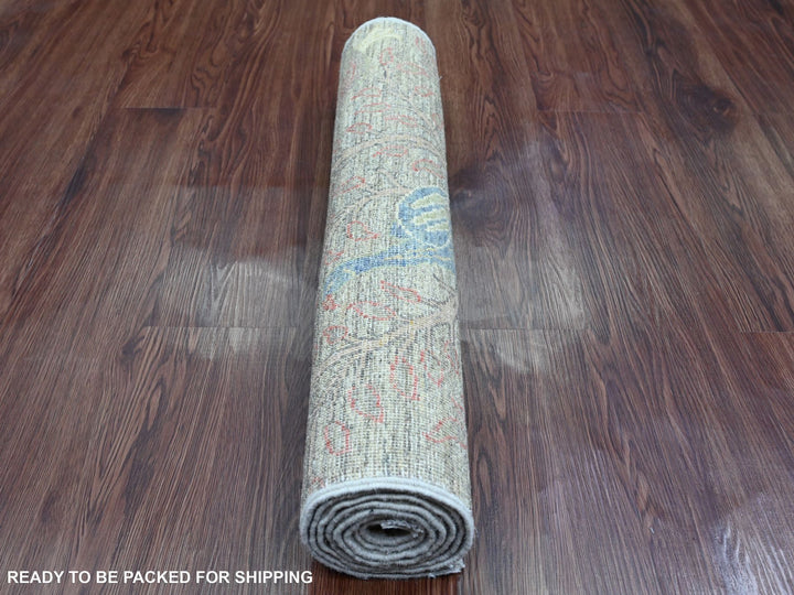 2'6" x 6'2" New Hand Knotted Grey Wool Runner Oriental Rug - MOA10220108