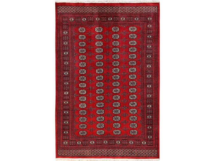 5'11" x 9'0" New Hand Knotted Red Wool Rectangle Oriental Rug - MOA1022010