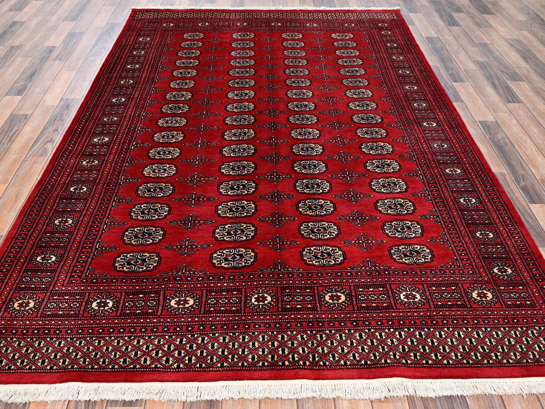 5'11" x 9'0" New Hand Knotted Red Wool Rectangle Oriental Rug - MOA1022010