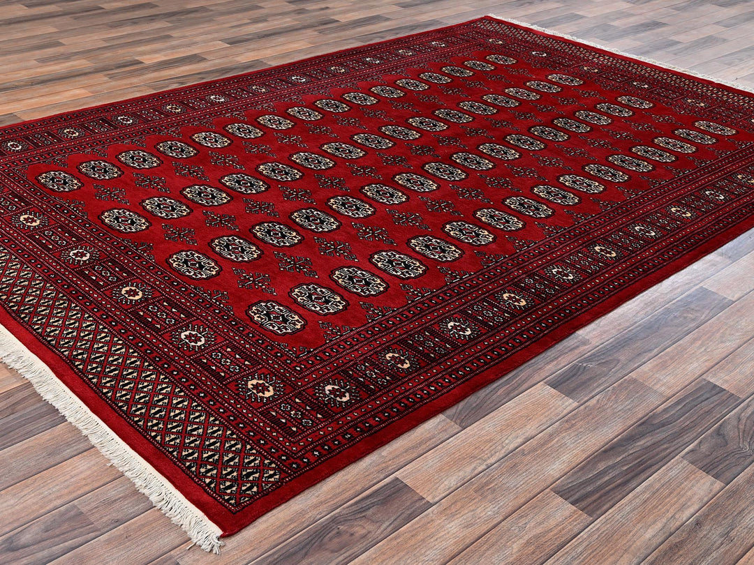 5'11" x 9'0" New Hand Knotted Red Wool Rectangle Oriental Rug - MOA1022010