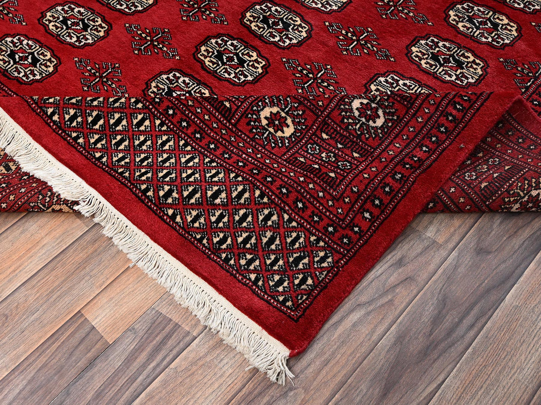 5'11" x 9'0" New Hand Knotted Red Wool Rectangle Oriental Rug - MOA1022010