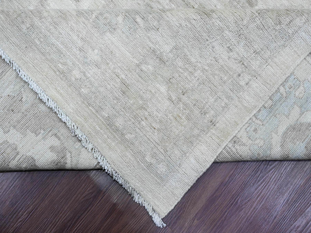 11'5" x 15'1" New Hand Knotted Ivory Wool Rectangle Oriental Rug - MOA10220114