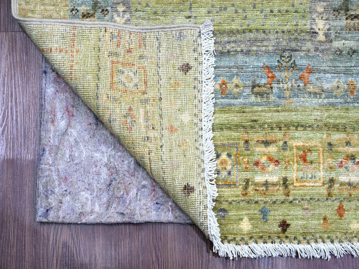 2'5" x 9'9" New Hand Knotted Green Wool Runner Oriental Rug - MOA10220116