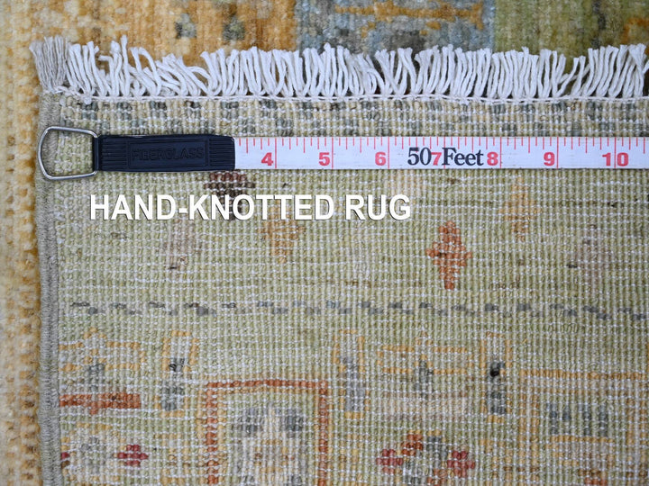 2'5" x 9'9" New Hand Knotted Green Wool Runner Oriental Rug - MOA10220116