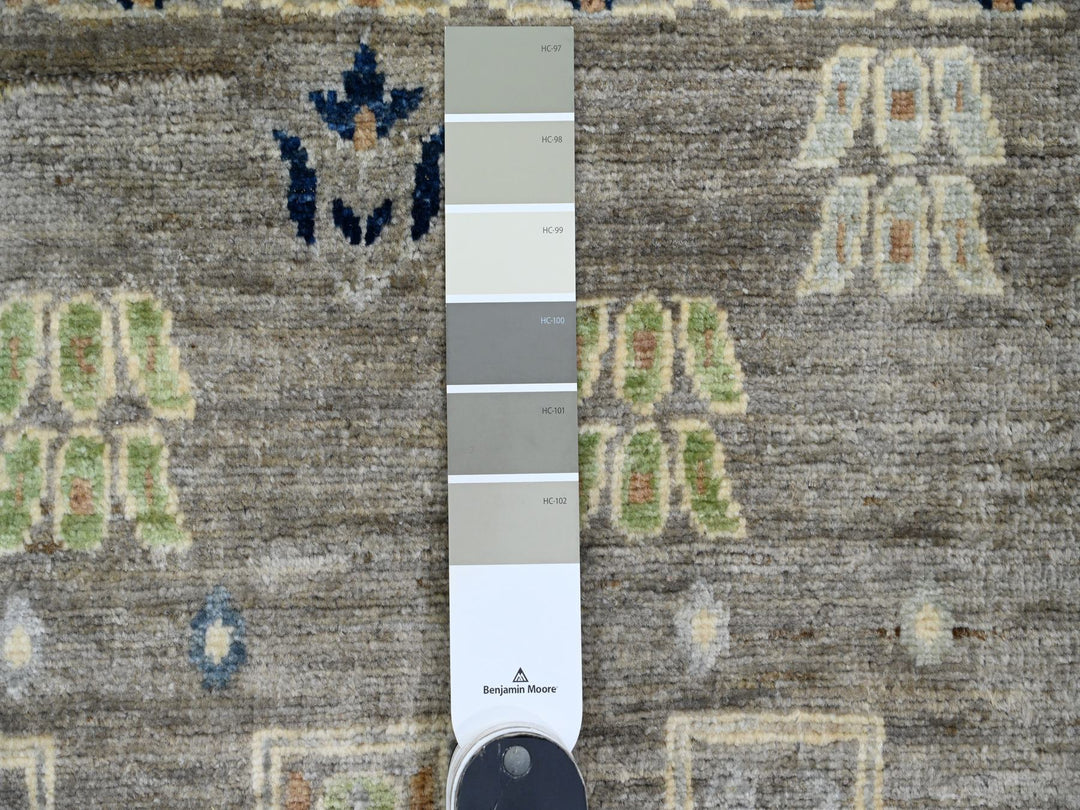 2'8" x 9'7" New Hand Knotted Grey Wool Runner Oriental Rug - MOA10220117
