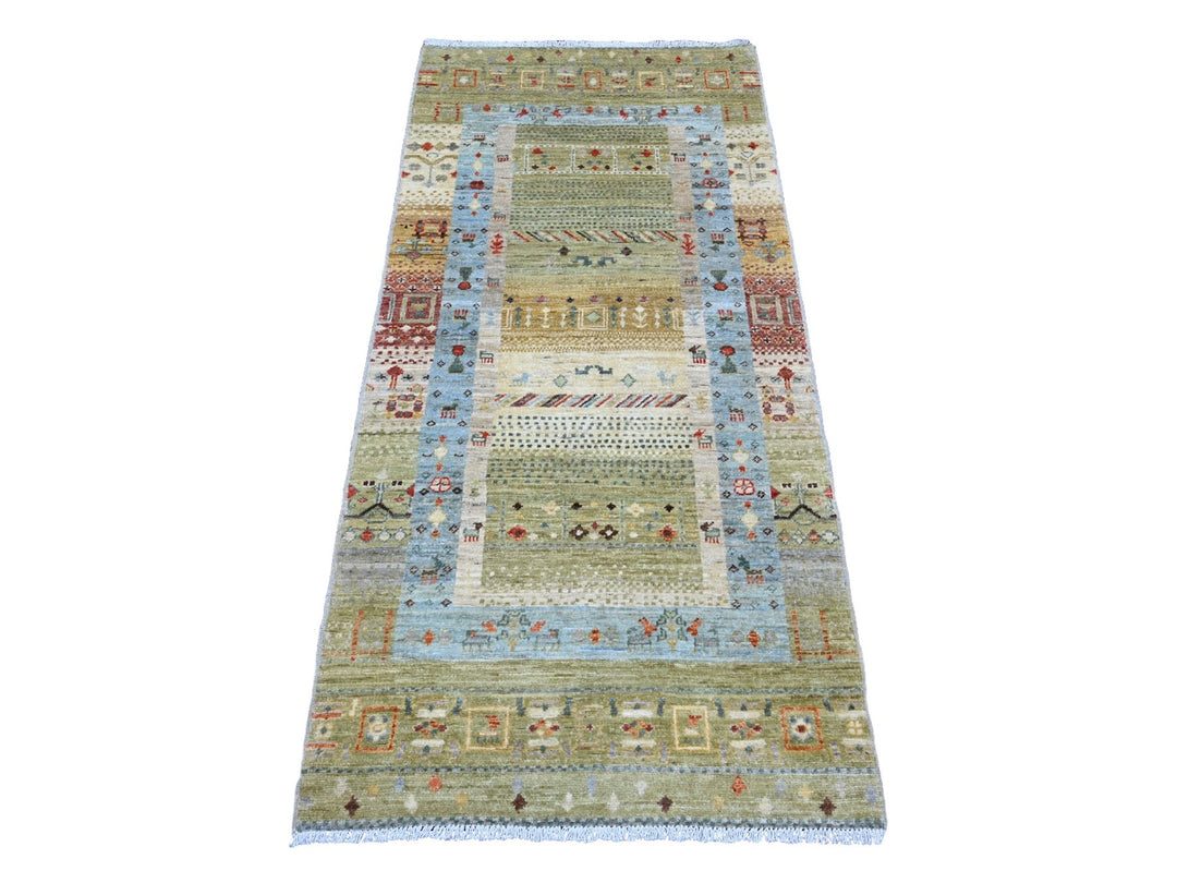 2'9" x 5'10" New Hand Knotted Green Wool Runner Oriental Rug - MOA10220119