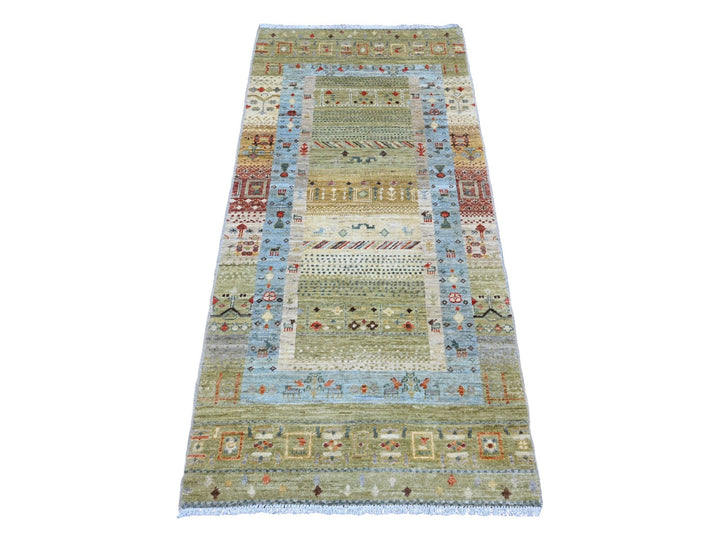 2'9" x 5'10" New Hand Knotted Green Wool Runner Oriental Rug - MOA10220119