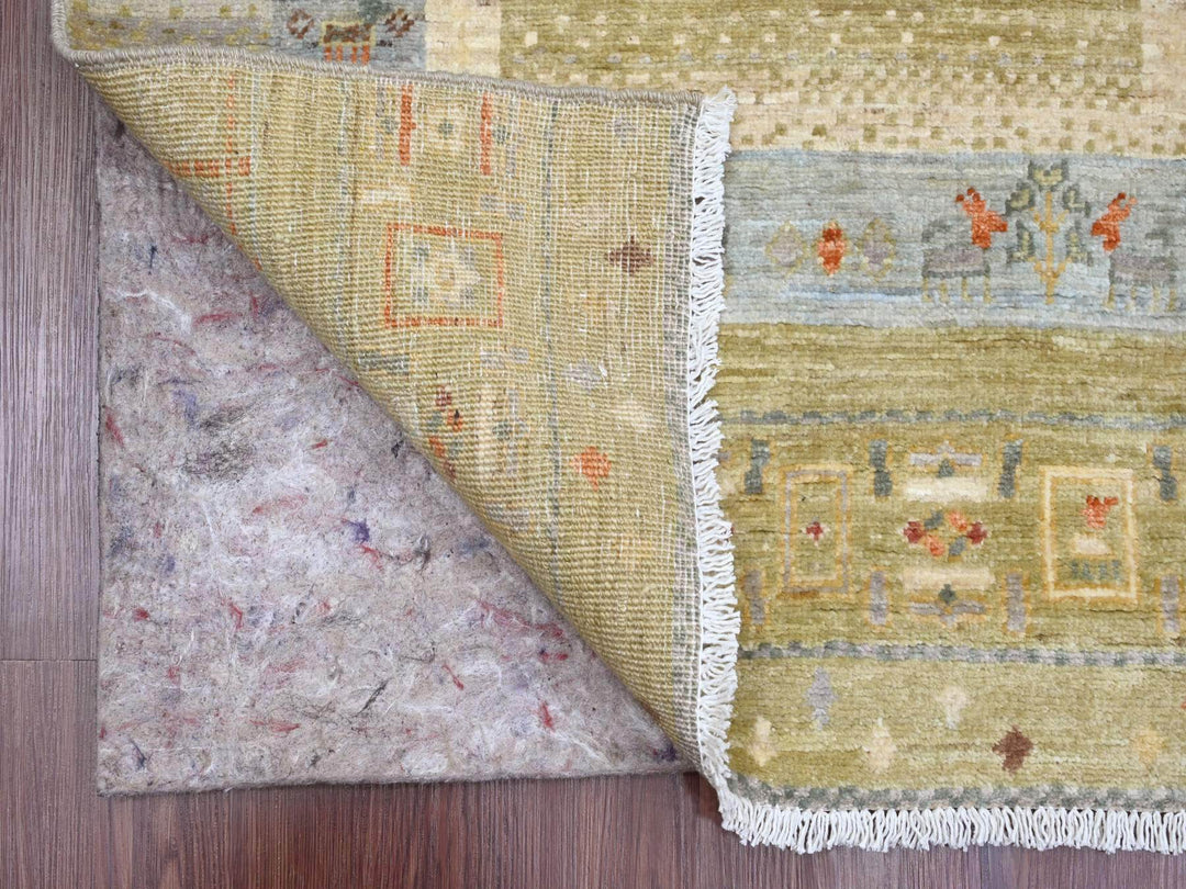 2'9" x 5'10" New Hand Knotted Green Wool Runner Oriental Rug - MOA10220119