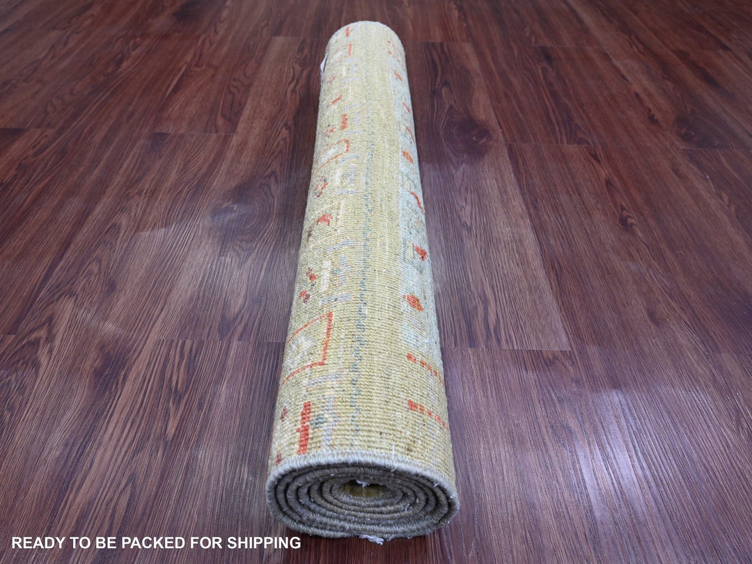 2'9" x 5'10" New Hand Knotted Green Wool Runner Oriental Rug - MOA10220119