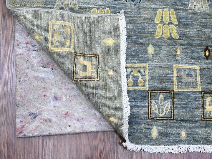 2'8" x 7'7" New Hand Knotted Grey Wool Runner Oriental Rug - MOA10220120