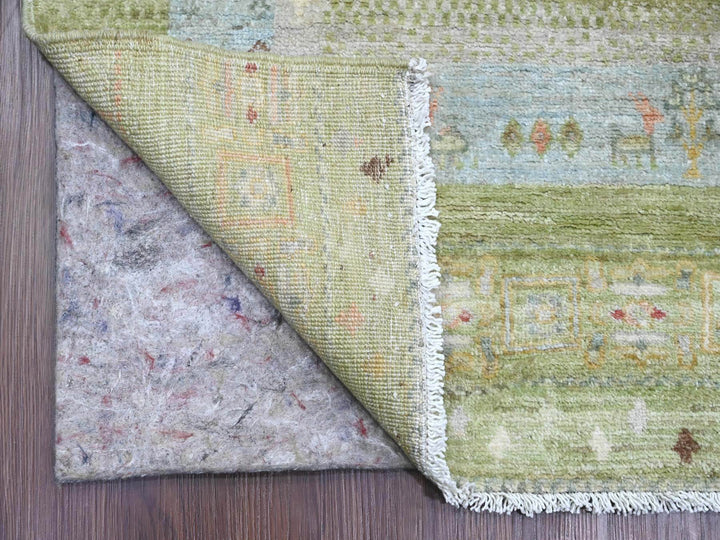 2'8" x 14'8" New Hand Knotted Green Wool Runner Oriental Rug - MOA10220122
