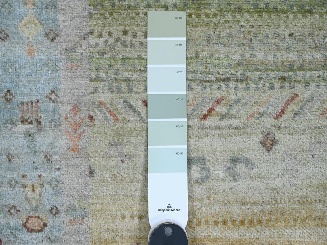 2'8" x 14'8" New Hand Knotted Green Wool Runner Oriental Rug - MOA10220122