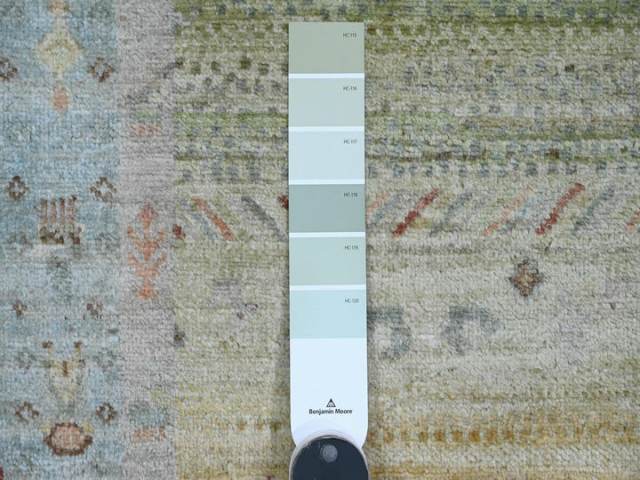 2'8" x 14'8" New Hand Knotted Green Wool Runner Oriental Rug - MOA10220122