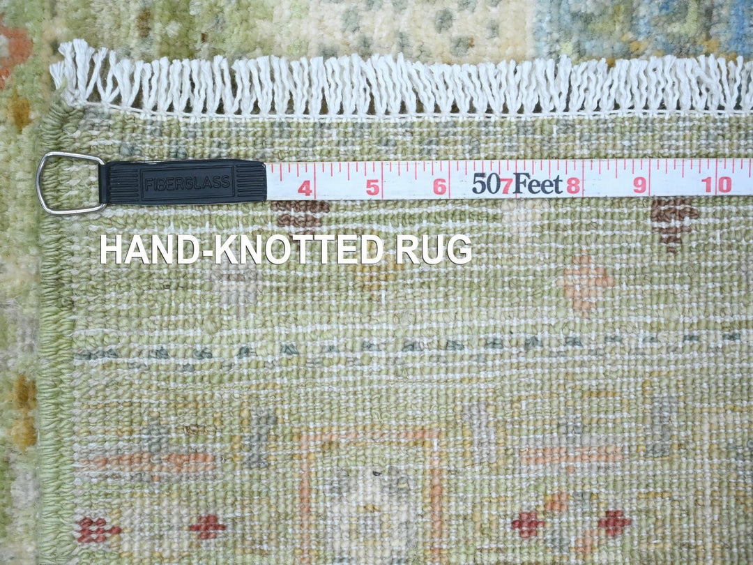 2'8" x 14'8" New Hand Knotted Green Wool Runner Oriental Rug - MOA10220122