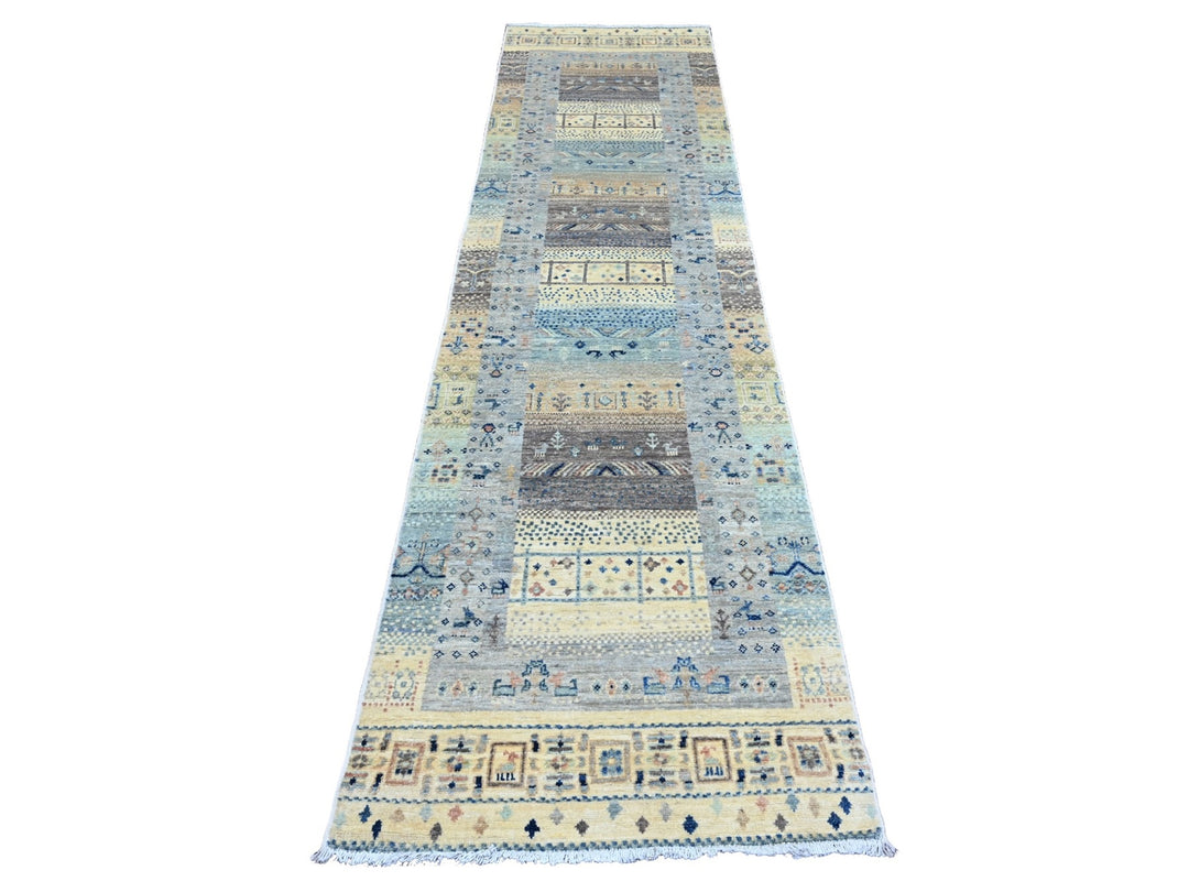 2'7" x 10'3" New Hand Knotted Ivory Wool Runner Oriental Rug - MOA10220123