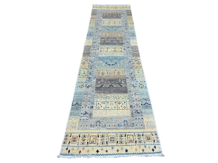 2'7" x 10'3" New Hand Knotted Ivory Wool Runner Oriental Rug - MOA10220123