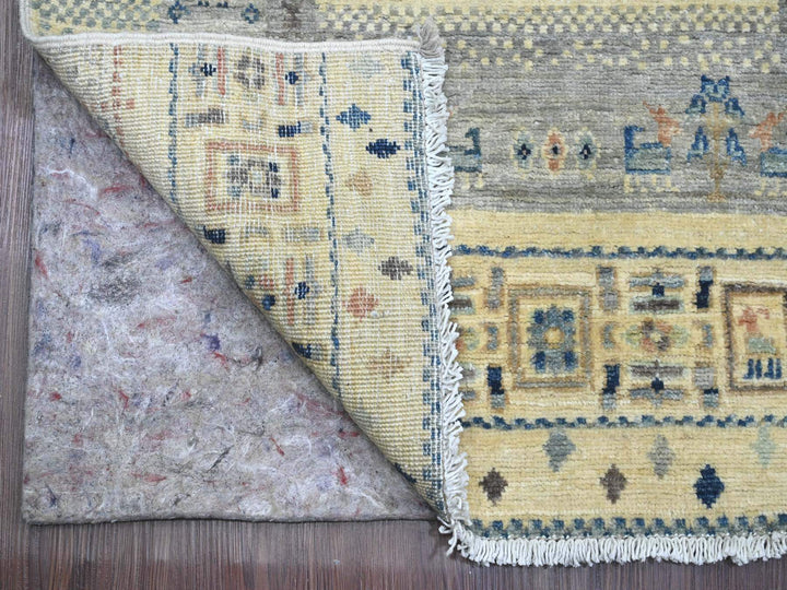 2'7" x 10'3" New Hand Knotted Ivory Wool Runner Oriental Rug - MOA10220123