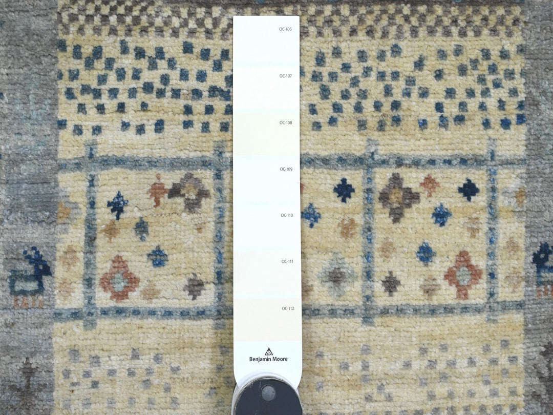2'7" x 10'3" New Hand Knotted Ivory Wool Runner Oriental Rug - MOA10220123