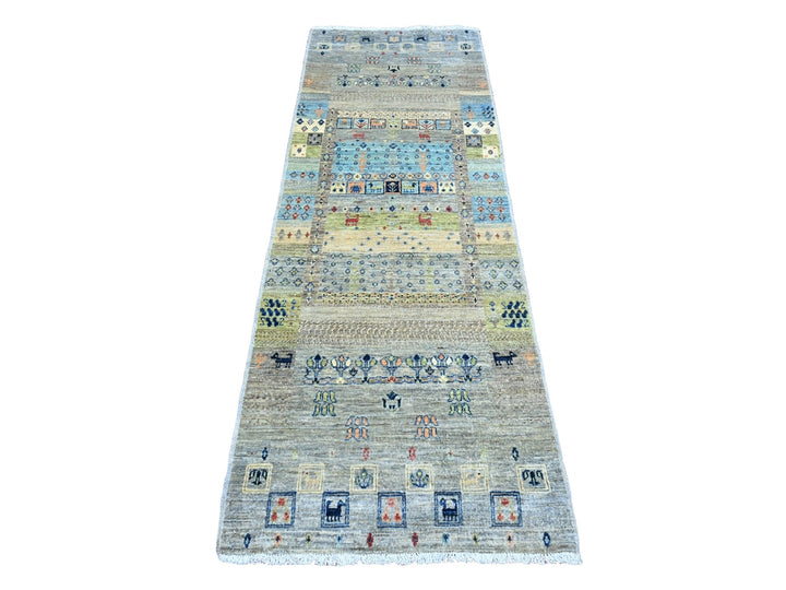 2'8" x 7'7" New Hand Knotted Grey Wool Runner Oriental Rug - MOA10220124