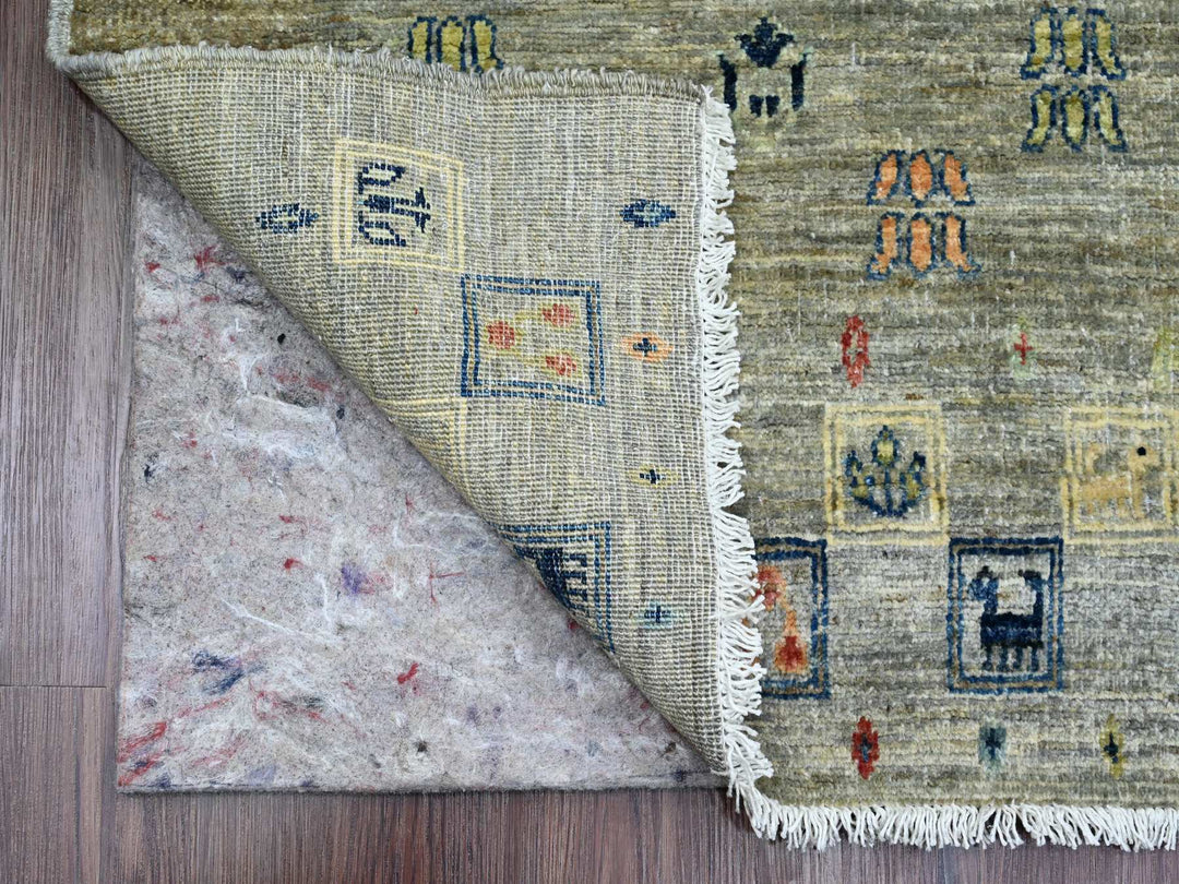 2'8" x 7'7" New Hand Knotted Grey Wool Runner Oriental Rug - MOA10220124