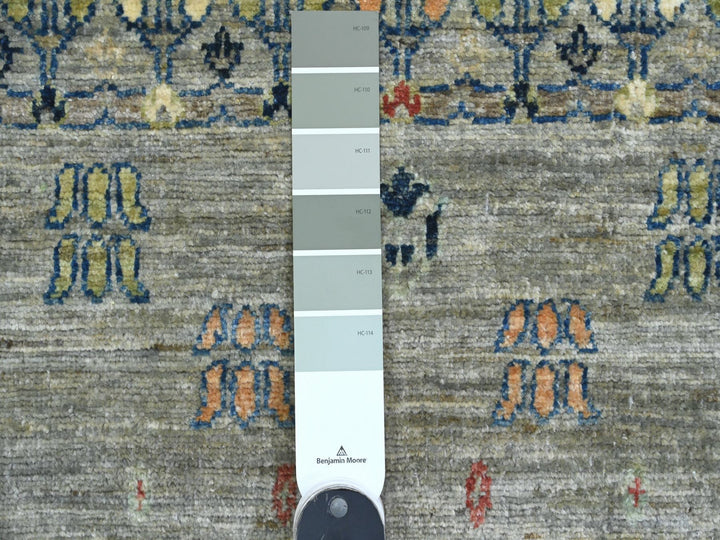 2'8" x 7'7" New Hand Knotted Grey Wool Runner Oriental Rug - MOA10220124