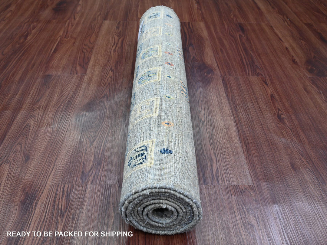 2'8" x 7'7" New Hand Knotted Grey Wool Runner Oriental Rug - MOA10220124