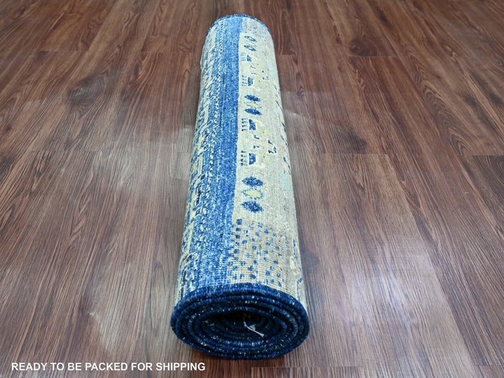 2'6" x 9'8" New Hand Knotted Blue Wool Runner Oriental Rug - MOA10220125