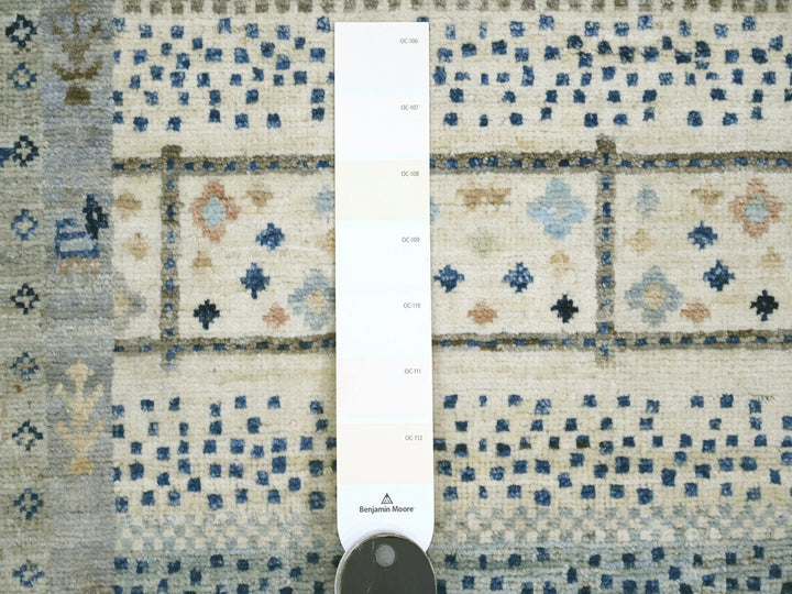 2'10" x 9'7" New Hand Knotted Ivory Wool Runner Oriental Rug - MOA10220126