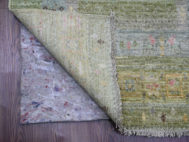 2'9" x 9'7" New Hand Knotted Green Wool Runner Oriental Rug - MOA10220127