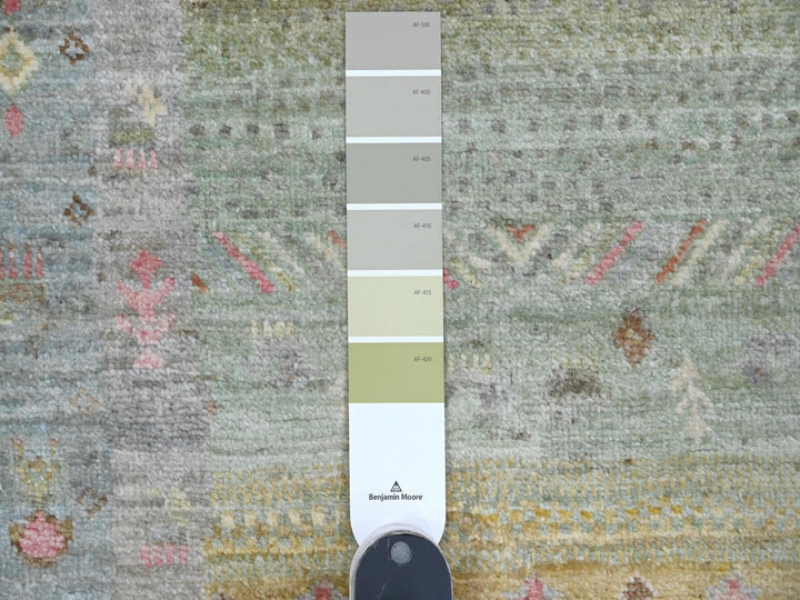 2'9" x 9'7" New Hand Knotted Green Wool Runner Oriental Rug - MOA10220127
