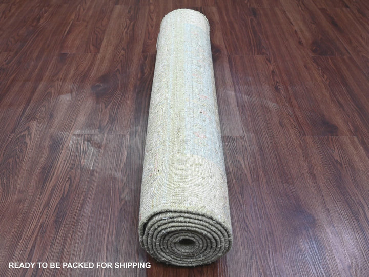 2'9" x 9'7" New Hand Knotted Green Wool Runner Oriental Rug - MOA10220127